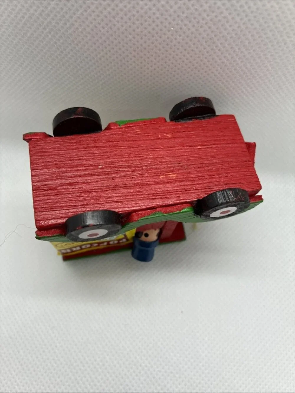 Vintage Wooden Popcorn Wagon Christmas Ornament Handcrafted Train Cart